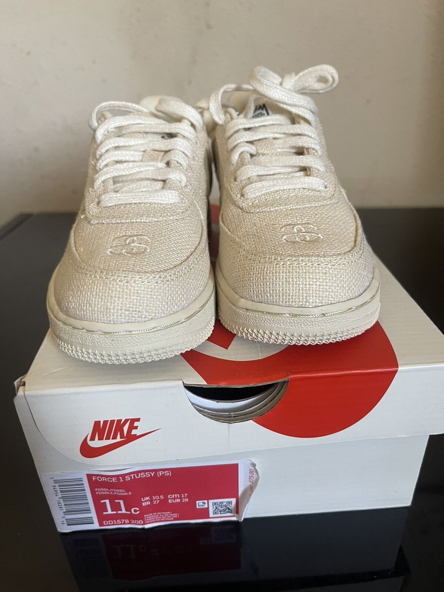 Nike Air force 1 Low Stussy fossil Kids 11c | eBay