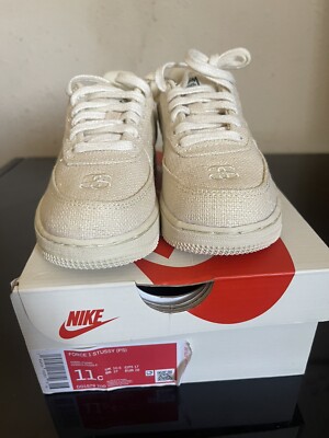 Nike Air force 1 Low Stussy fossil Kids 11c | eBay