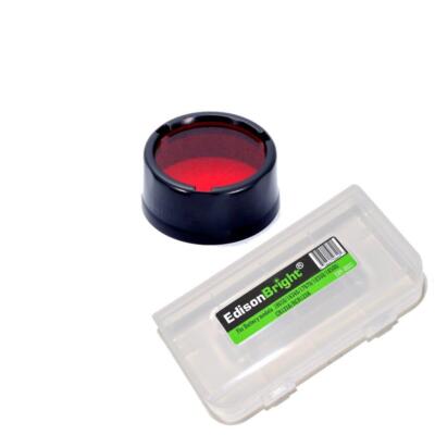 Nitecore Red filter NFR25 w/ EdisonBright Battery Case for 25.4mm P12, P10, SRT3