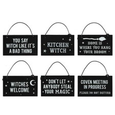 Mini 5cm Witch Hanging Signs, Plaque Witchcraft Magic Coven Samhain