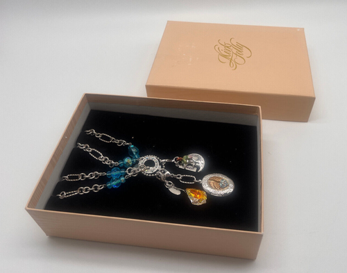 RETIRED KIRKS FOLLY Locket & Charm Necklace + Box - Blue I Remember You By Heart - Picture 6 of 8