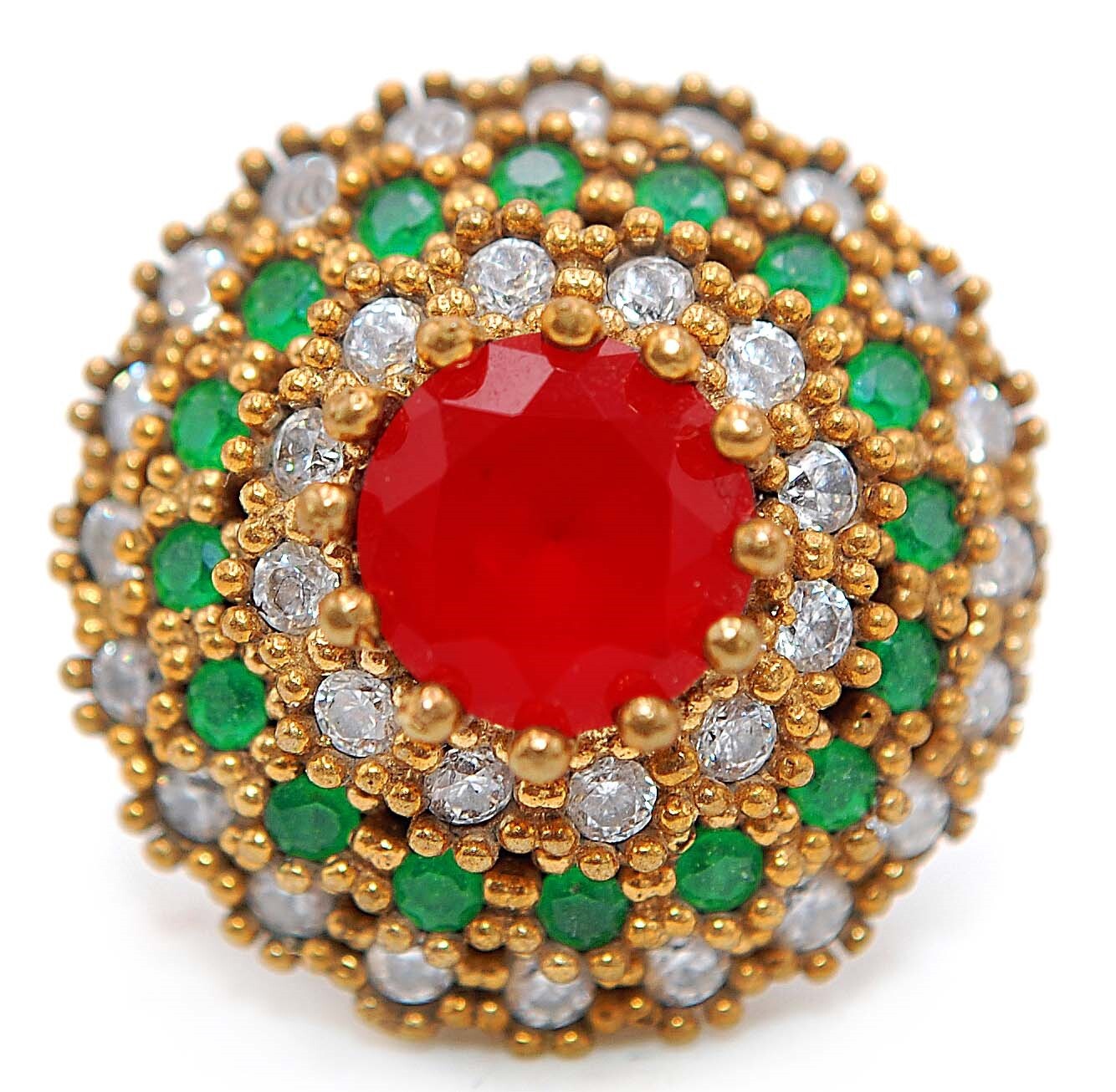 4CT Treated Ruby Ottoman Empire Style 925 Sterling Silver Ring Size 7.5