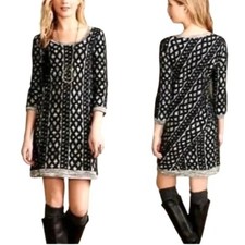 Moth Anthropologie Dress Women Small Black Ivory Textured Knit Sweater Dress