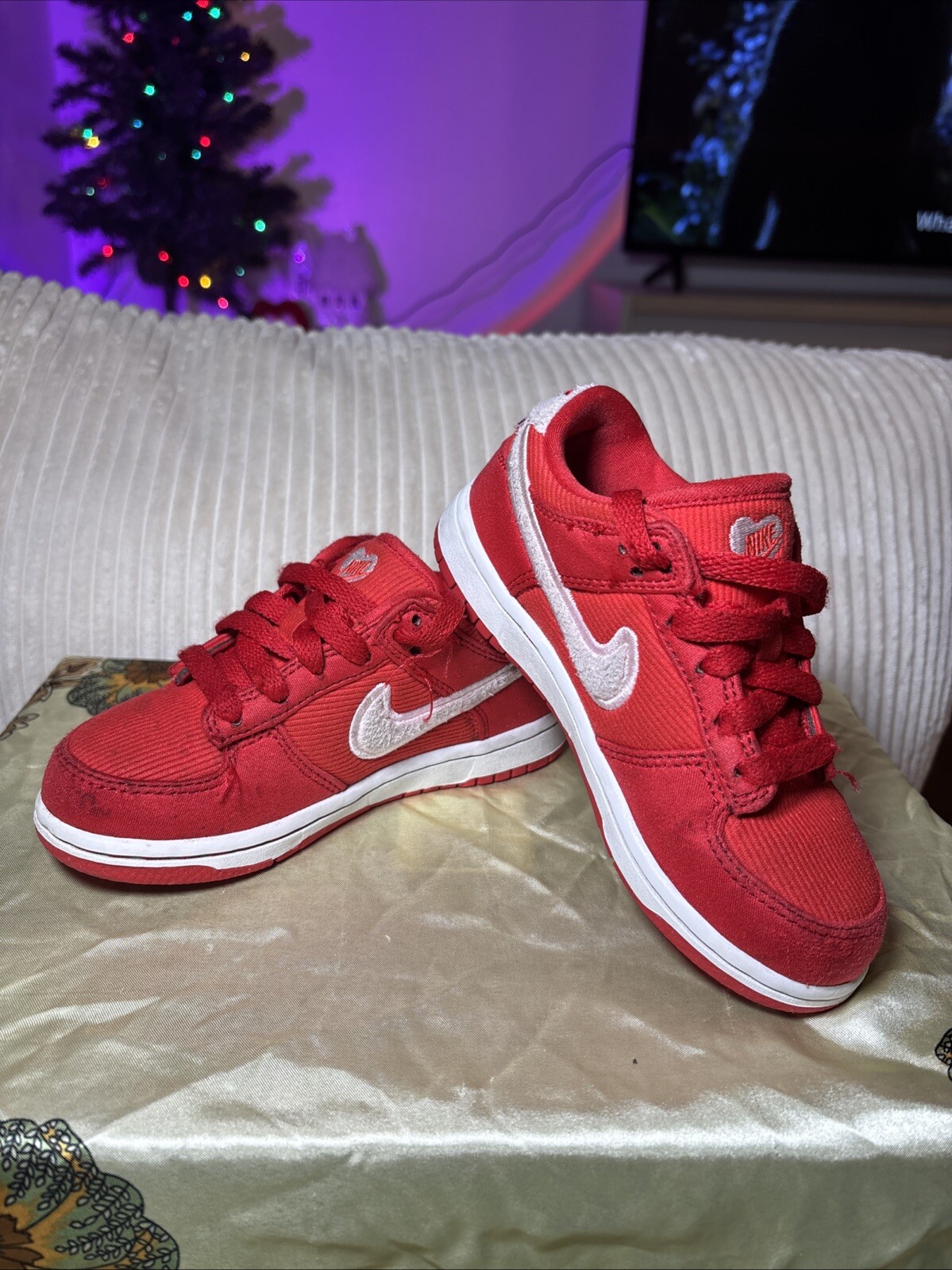 Nike DUNK LOW 'VALENTINE'S DAY  Size 11C 2024 TD Toddler FZ3549-612 Red Dunks