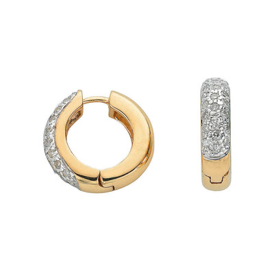 0,25 kt F/SI runder Brillantschliff Diamant Krallen-Set Huggies Ohrring Gelbgold