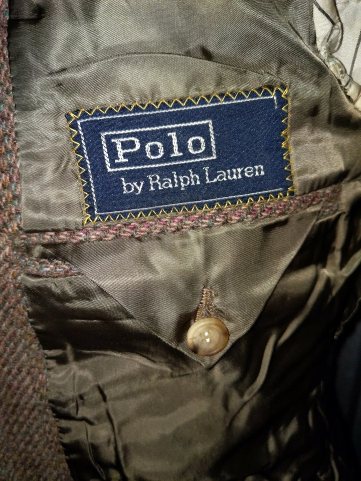 38S 70s ICONIC Rare Vintage POLO Ralph Lauren colorful Tweed Jacket Ticket Coat - Image 3 of 4