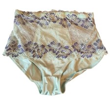 Rhonda Shear Lace Overlay Pin-Up Brief Romance Small Light Green Purple Floral