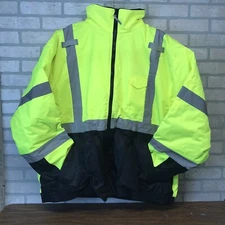 ERGODYNE Hi-Vis Jacket Men's 4XL Lime & Black Quilted Bomber #8377 ANSI 3