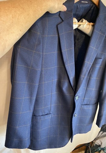 Blau/grau karierte Herren Alan Flusser Anzugjacke - Größe 44R - sehr vielseitig - Bild 4 von 15