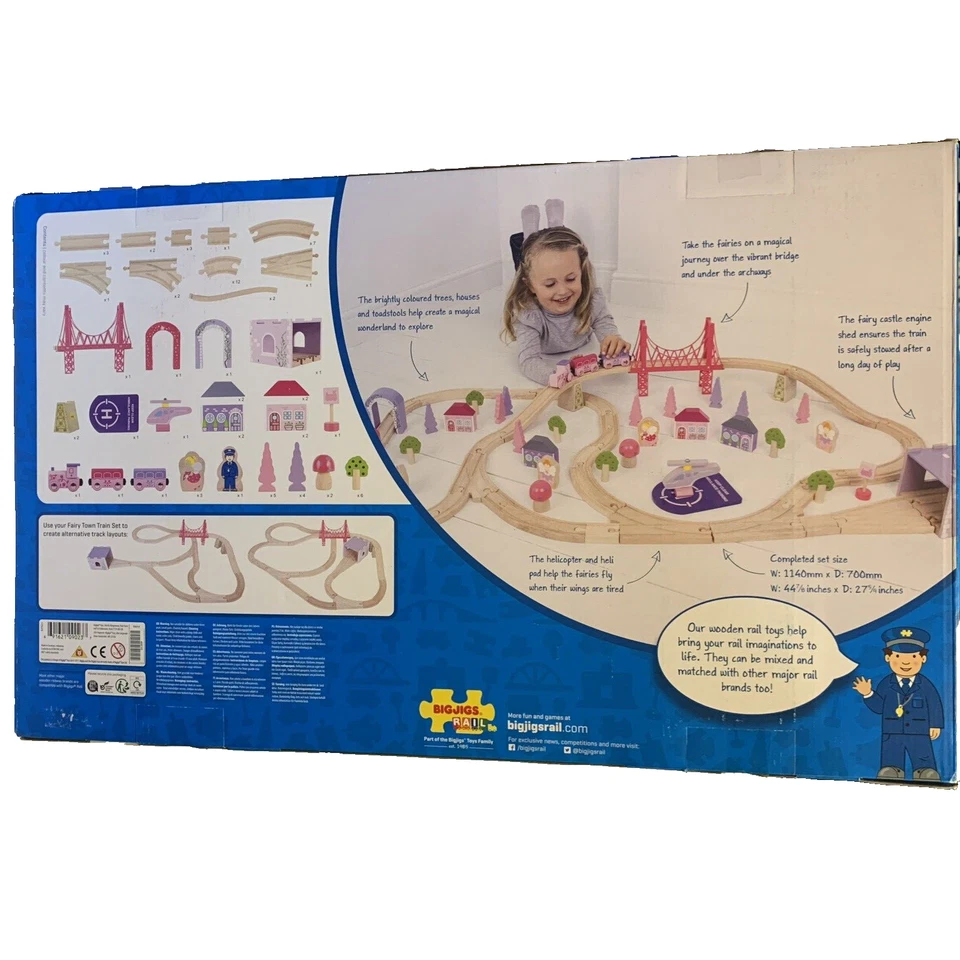 Juego de tren Bigjigs Rail de madera Fairy Town - 75 piezas de juego edad 3+ Foto 2 de 2