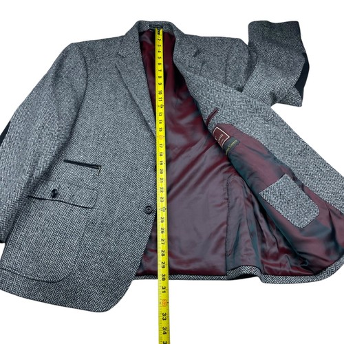 Patrick James Men's 100% Wool 2-Button Tweed Blazer Gray Herringbone • 48R - Picture 12 of 12