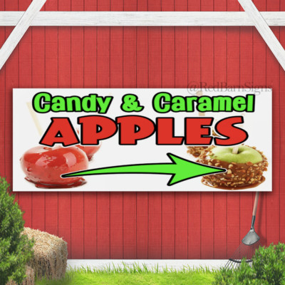 Candy & Caramel Apples Arrow Banner Sign with Grommets