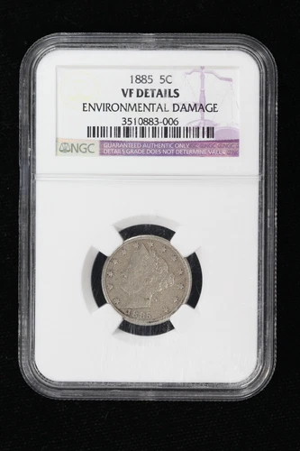 1885 Liberty Nickel NGC VF Details Enviromental Damage 3XRM