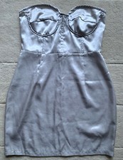 PrettyLittleThing Silver Grey Strapless Dress, UK 12, EUR 40, US 8 VGC