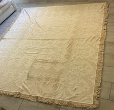 BATES George Washington's Choice Cream Chenille Full Bedspread 90 X 110 Vtg