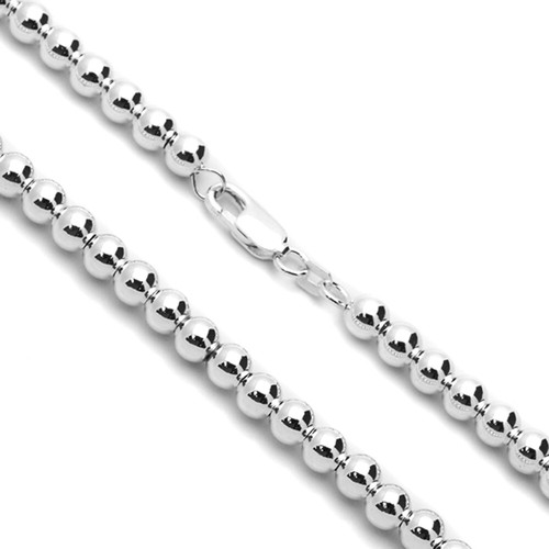 Women 5mm 925 Sterling Silver Italian Hollow Bead Chain Necklace made in italy - Picture 3 of 3