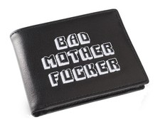 Black White Embroidered Bad Mother Fu er Leather Wallet As Seen in Pulp Fiction