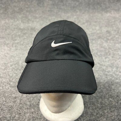 Nike Hat Cap Black Panel Tailwind Dri Fit Strap Back Lightweight