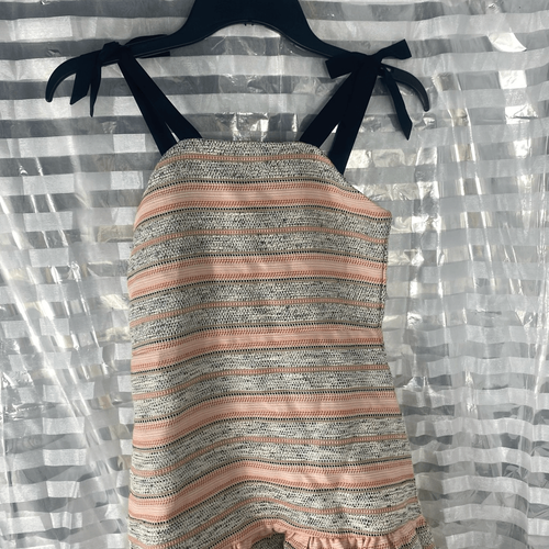 GB Tweed Pink Peach Black Bow Strap - Picture 2 of 6