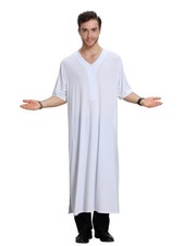 Short Sleeve Dishdasha Muslim Men Saudi Kaftan Long Robe Thoub Thobe Jubba Dubai