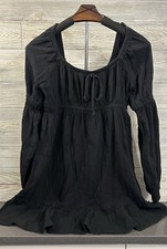 New Francesca’s Black Juliet Puff Long Sleeve Mini Dress Holiday Small S NWT