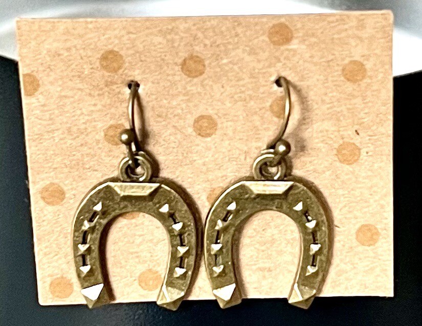 Horse Shoe Earrings. Bronze Tone French Hook Hypoallergenic. B12 eBay