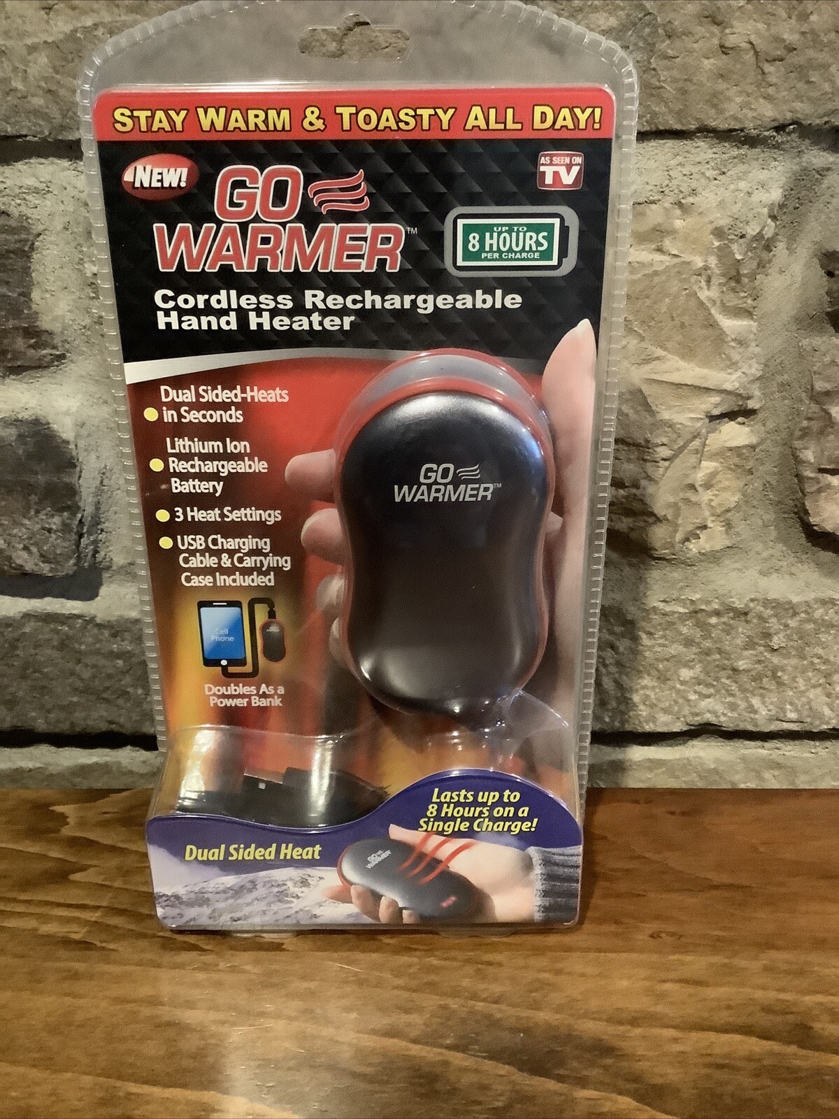 ‎Go Warmer Cordless Rechargeable Hand Heater + USB Phone Power Bank