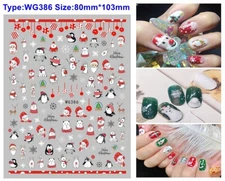 Santa Tree Snow Nail Sticker Christmas Reindeer Snowman Polar Bear Penguin