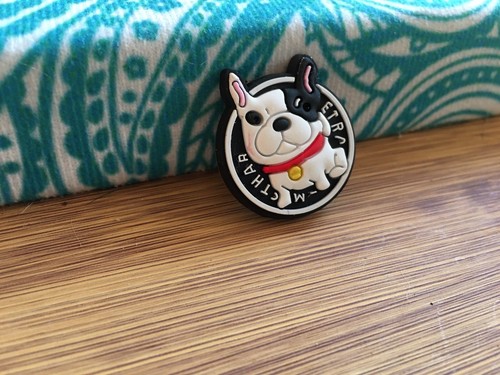 French Bulldog Frenchie Black & White Pied Puppy Face CROC shoe Charm - Picture 3 of 7