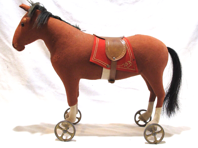 Steiff  Horse on wheels  シュタイフ　ホースオンホイール Vintage Steiff Ride on Horse Pony with Wheels Pull Toy