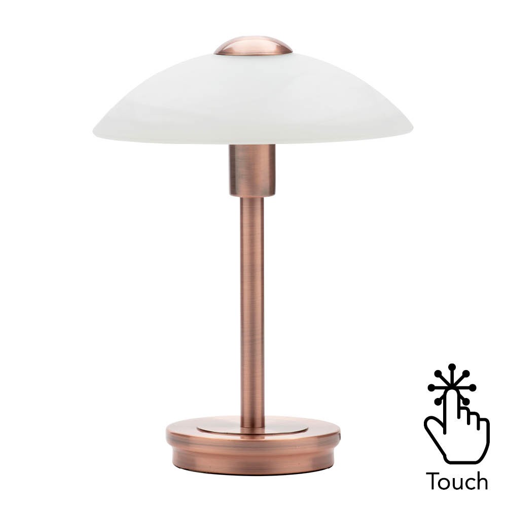 Litecraft Table Lamp Touch Sensitive Base With Alabaster Shade - Antique Copper