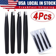 4Pcs Eyebrow Tweezers Eyebrow Clip 4Piece Hair Beauty Pluckers Stainless Steel