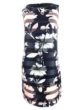 Vince Camuto Women's Shadow-Stripe Floral Sheath Dress (10, Charcoal)