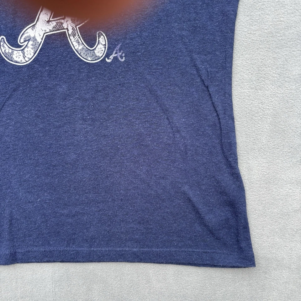 Camiseta Top de Béisbol MLB Genuina Para Mujer Grande Azul Marino Atlanta Braves MLB Foto 4 de 4