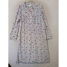 Aria Collection Nightgown Women's L White Red Cardinal Fleece Henley Pockets