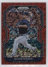 2021 Panini Prizm Tier II Red Donut Circle Prizm 50/99 Shane Bieber #166 2s1