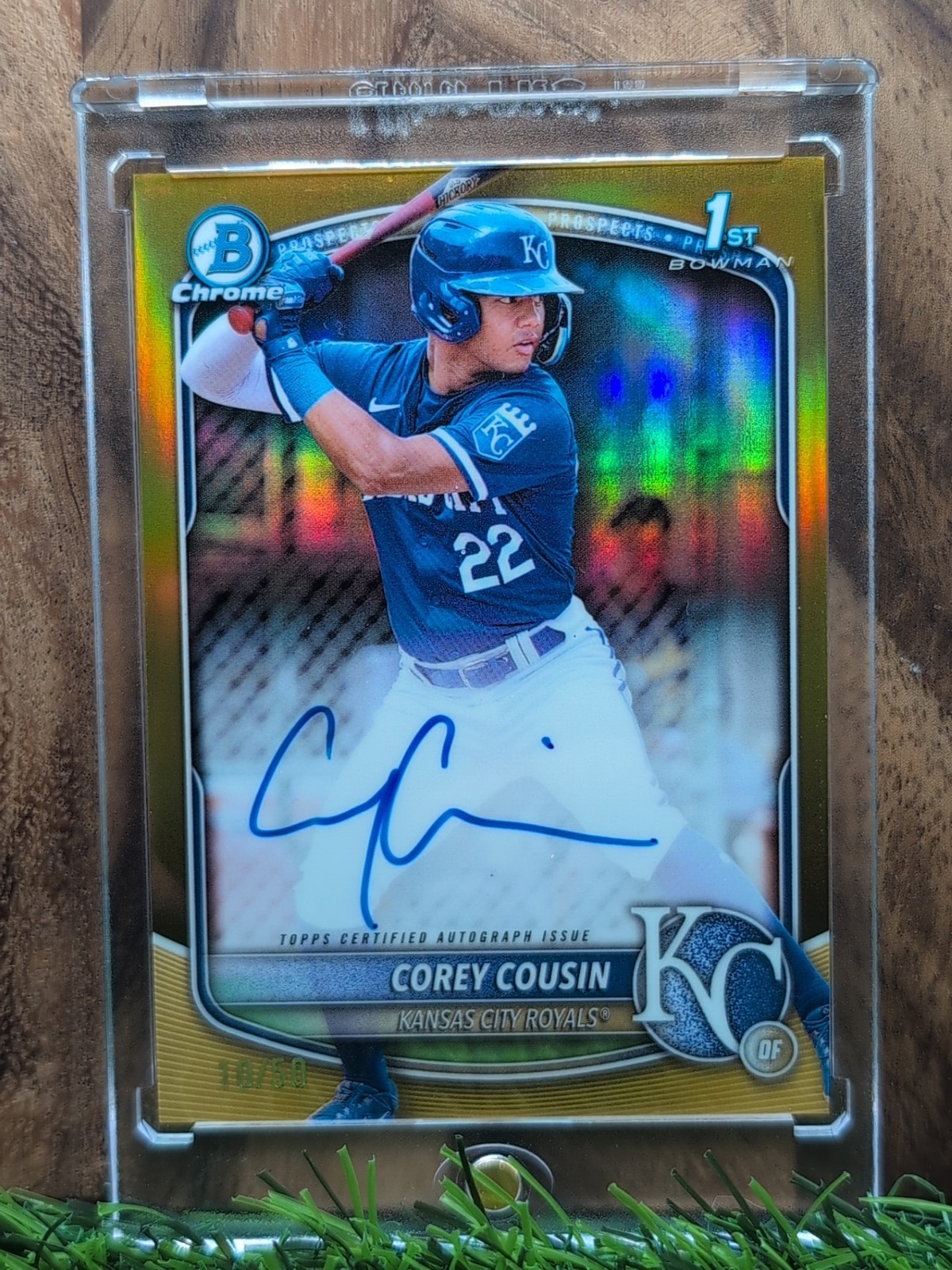 Corey Cousin 2025 1st Bowman Chrome AUTO GOLD REFRACTOR /50 Royals RC
