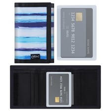 FORYEE Men s Nylon Trifold Wallet with 6 Page 24017 Line-LightBlue