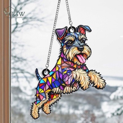 Miniature Schnauzer Acrylic Window Hanging, Dog Lover Gift, Home Decor