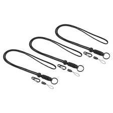 3pcs 20" Paracord Lanyard Necklace Keyring Cord Clasp Strap Badge Holder Black