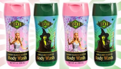 4 Universal Wicked Glinda Cherry Blossom & Elphaba Vanilla Mint Body Wash 8 OZ