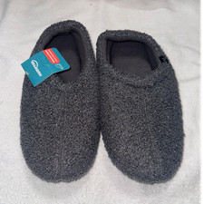 HomeTop Women's Gray Suede Slip-On Slippers Size 8 Round Toe Flat Winter Casual