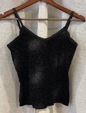 VTG 90s Y2K Black Velvet Cami Top Glitter Whimsigoth Fairy Grunge Goth Rave S