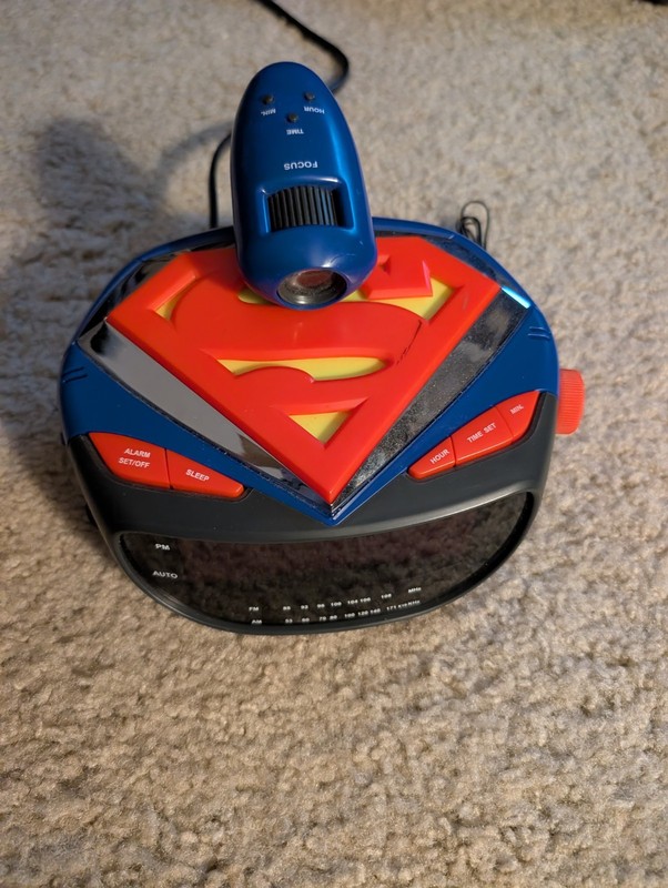Superman Alarm Clock Radio And Projector. Works 