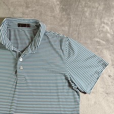 G/FORE Striped Golf Polo Shirt Mens Large Blue White Short Sleeve Performance