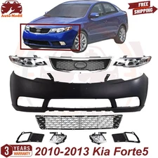 Front Bumper Cover Primed  & Headlight Assembly Kit For 2010-2013 Kia Forte5