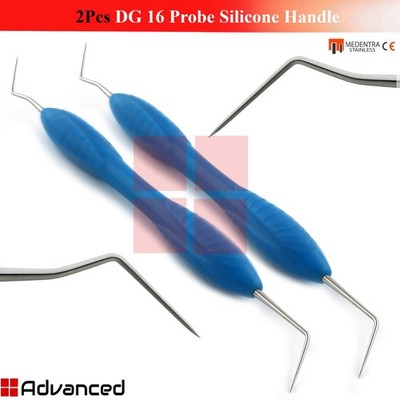2Pcs DG16 Dental Endodontic Probe Silicone Handle Root Canal Explorer Instrument