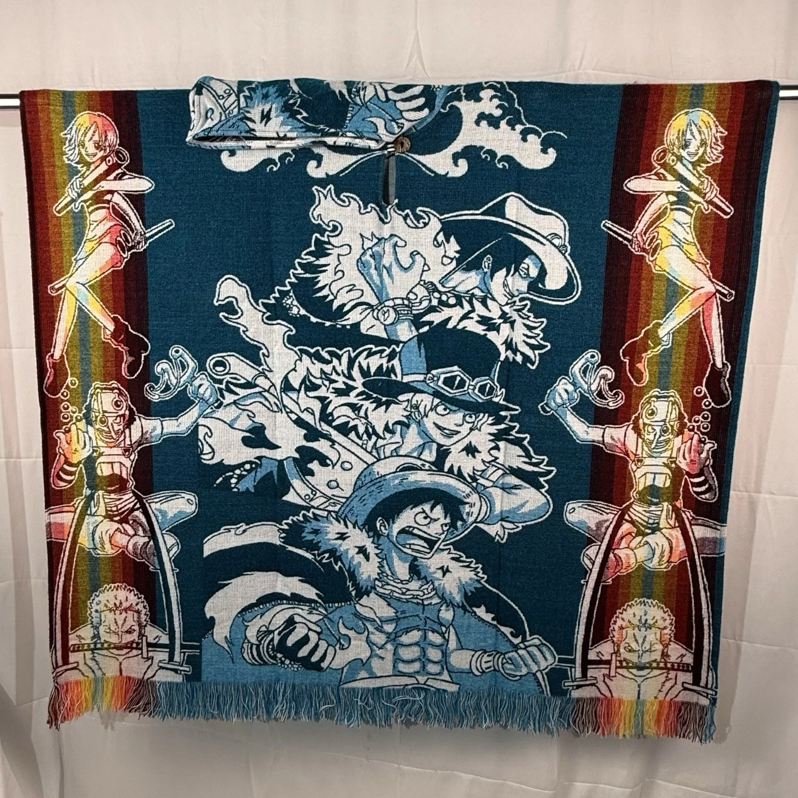 Anime Dragon One Piece Luffy Adult Unisex Warm Fall/Winter Mexican Style Poncho