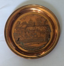 Anne Hathaways Cottage Souviner Gold Metal Tray  12 cm