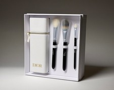 Dior Beauty - Brush Set of 3 brushes Storage Case with zipper New with Box